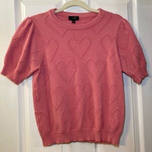 EUC On Twelfth Pink Heart Pattern Sweater Women's Size Large